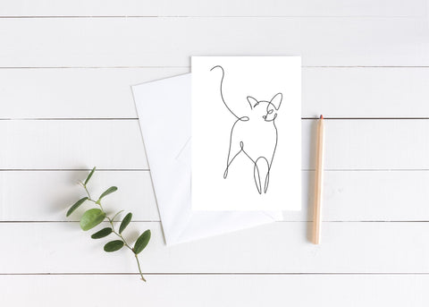 Cat Line Drawing Greeting Card